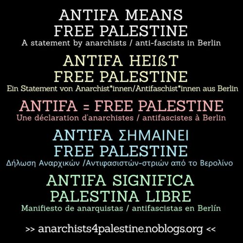 ANTIFA MEANS FREE PALESTINE – WORLDWIDE!