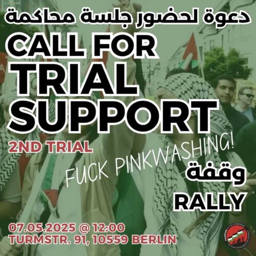 [2025/05/07] Trial Support + Rally: Fuck Pinkwashing!