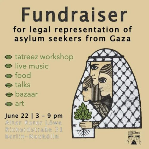 [2025/06/22] Fundraiser for legal representation of asylum seekers from Gaza