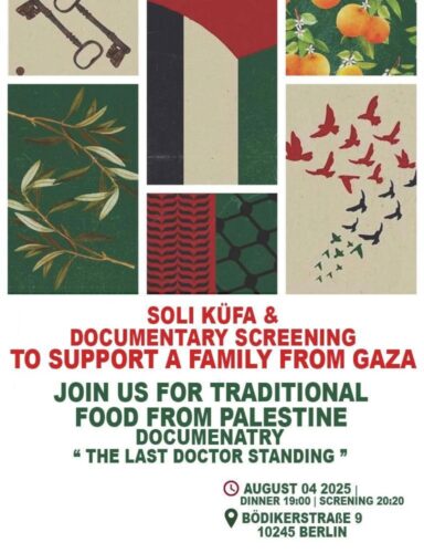 [2025/08/04] Soli Küfa & Docu Screening to support a family from Gaza